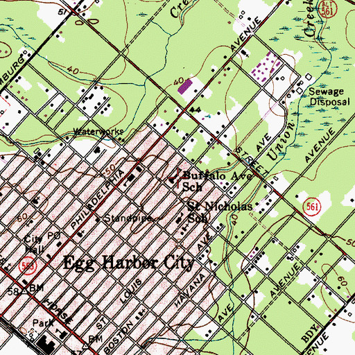 Topographic Map of Buffalo Avenue School, NJ
