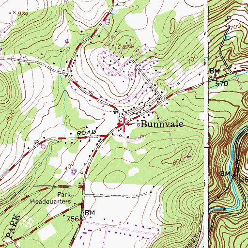 Topographic Map of Bunnvale, NJ
