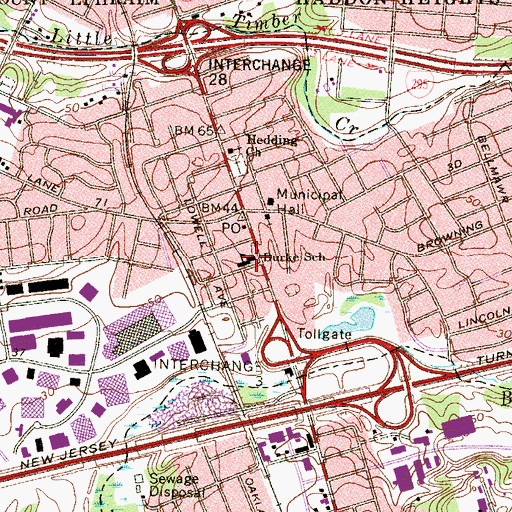 Topographic Map of Ethel M Burke Elementary School, NJ
