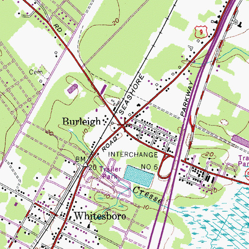 Topographic Map of Burleigh, NJ