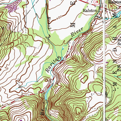 Topographic Map of Burnett Brook, NJ