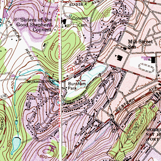 Topographic Map of Burnham Park, NJ