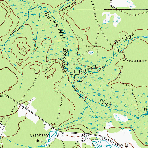 Topographic Map of Burnt Bridge Branch, NJ