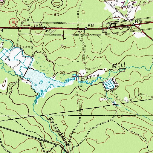 Topographic Map of Burrs Mill Brook, NJ