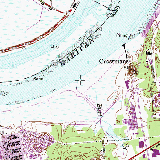 Topographic Map of Burt Creek, NJ