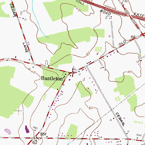 Topographic Map of Bustleton, NJ