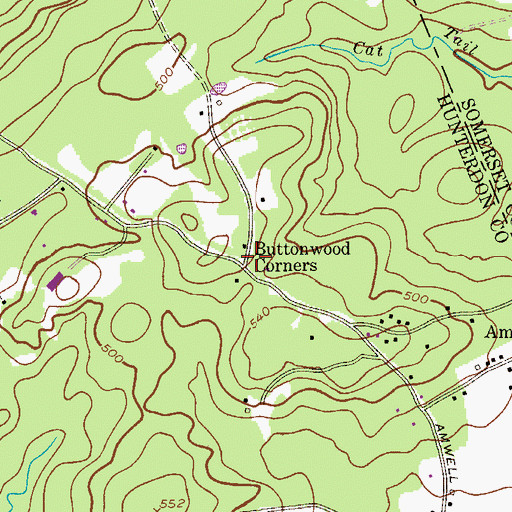 Topographic Map of Buttonwood Corners, NJ