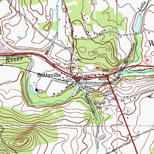 Topographic Map of Buttzville, NJ
