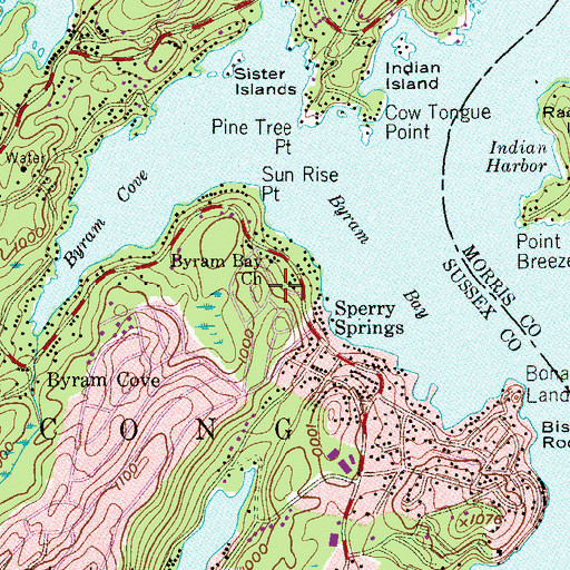 Topographic Map of Byram Bay Church, NJ