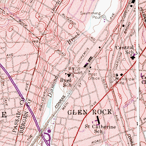 Topographic Map of Richard E Byrd Elementary School, NJ