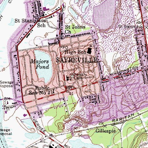 Topographic Map of Old Calvary Cemetery, NJ