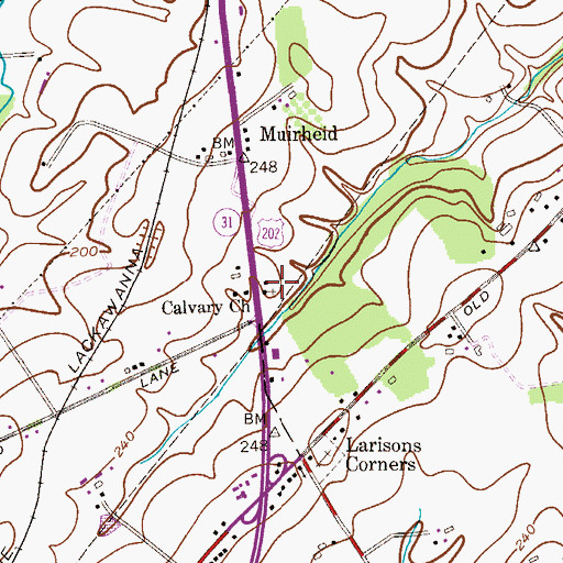 Topographic Map of Calvary Presbyterian Church of Amwell, NJ
