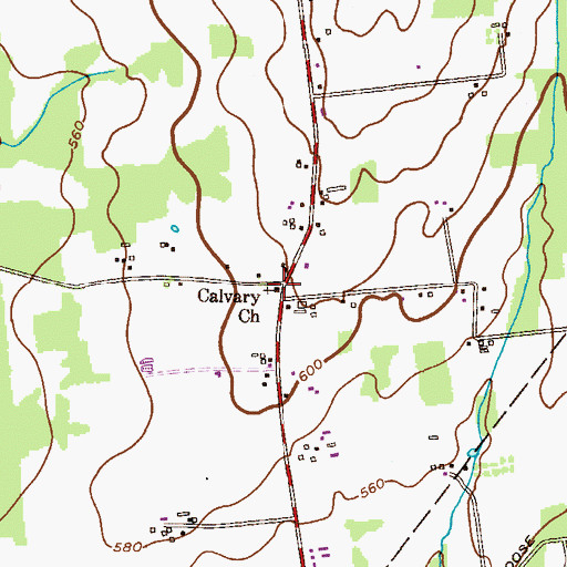 Topographic Map of Calvary Church, NJ