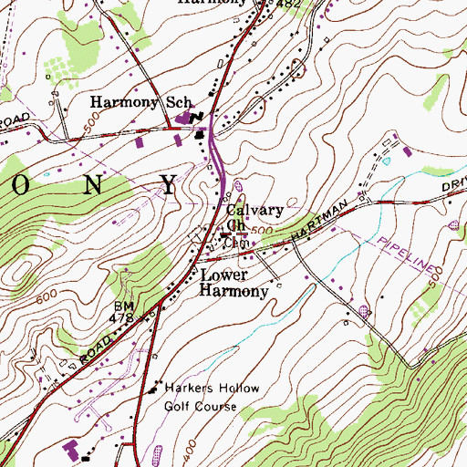 Topographic Map of Calvary Church, NJ