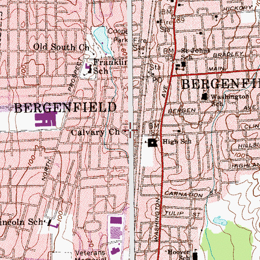 Topographic Map of Calvary Lutheran Church, NJ