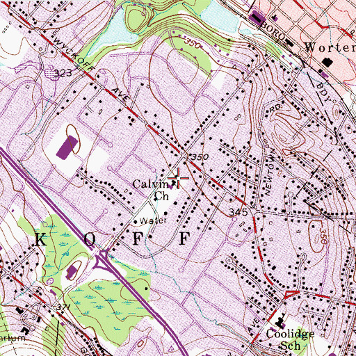 Topographic Map of Calvin Church, NJ