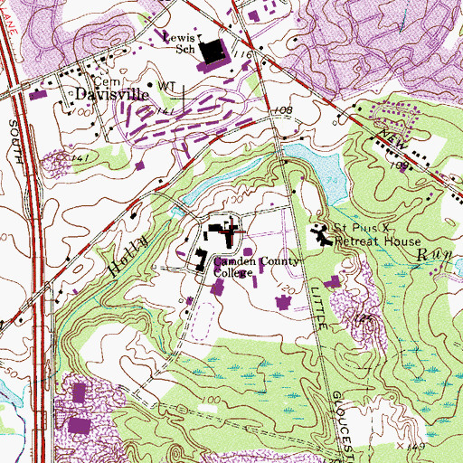 Topographic Map of Camden County College, NJ