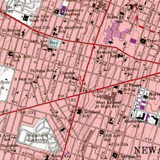 Topographic Map of Camden Street Elementary School, NJ