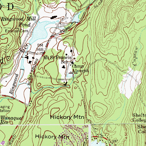 Topographic Map of Camp Alverna, NJ