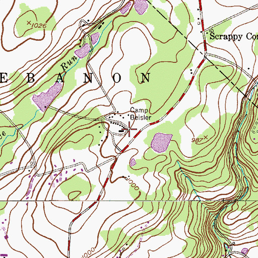 Topographic Map of Camp Beisler, NJ