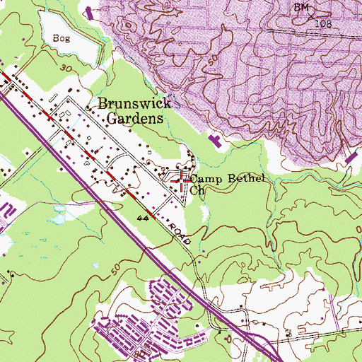 Topographic Map of Camp Bethel Church, NJ