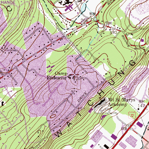 Topographic Map of Camp Endeavor, NJ