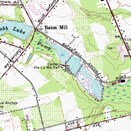 Topographic Map of Camp Ha-Lu-Sa, NJ