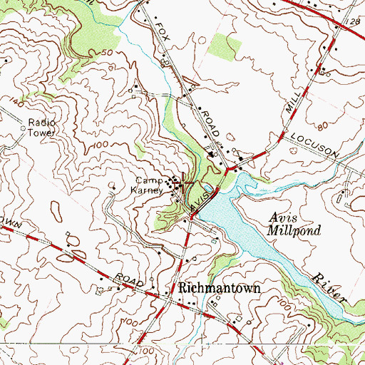 Topographic Map of Camp Karney, NJ
