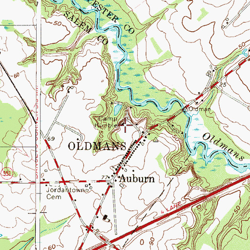 Topographic Map of Camp Kimble, NJ