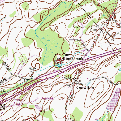 Topographic Map of Camp Kimikomuk, NJ