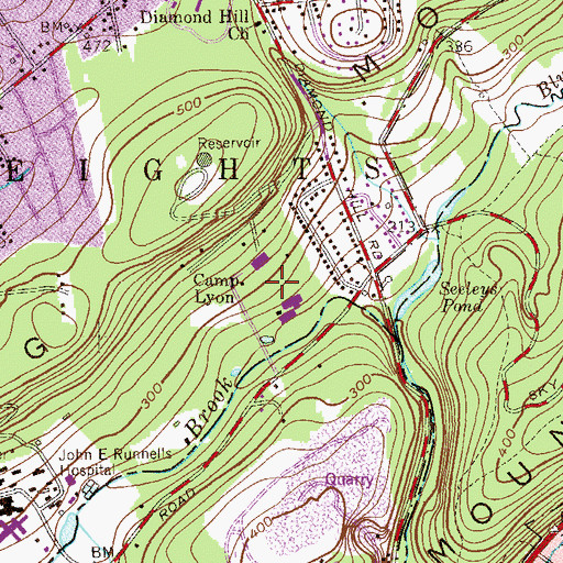 Topographic Map of Camp Lyon, NJ