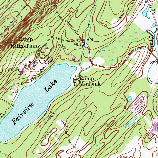 Topographic Map of Camp Minisink, NJ