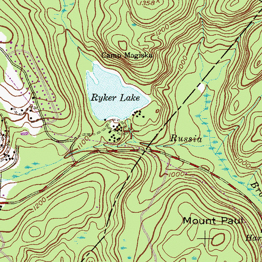 Topographic Map of Camp Mogiska, NJ
