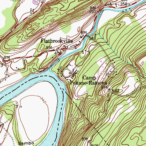 Topographic Map of Camp Pokano-Rainona, NJ