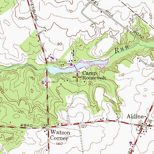 Topographic Map of Camp Roosevelt, NJ