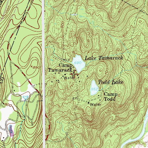 Topographic Map of Camp Tamarack, NJ