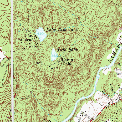 Topographic Map of Camp Todd, NJ