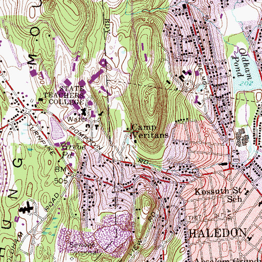 Topographic Map of Camp Veritans, NJ
