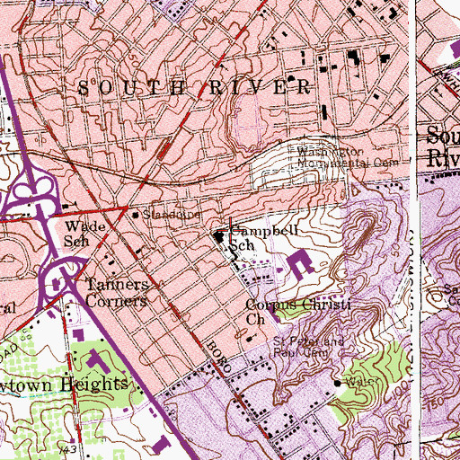 Topographic Map of Campbell School, NJ