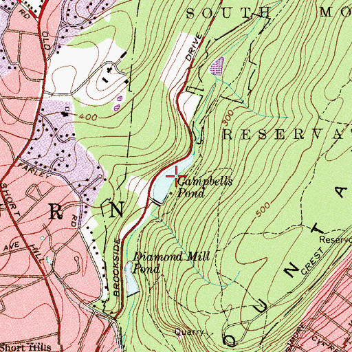 Topographic Map of Campbells Pond, NJ