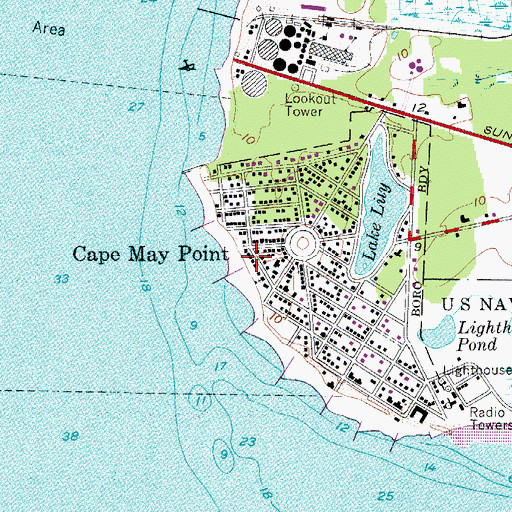 Topographic Map of Cape May Point, NJ