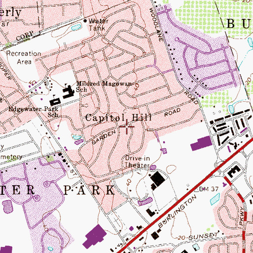 Topographic Map of Capitol Hill, NJ