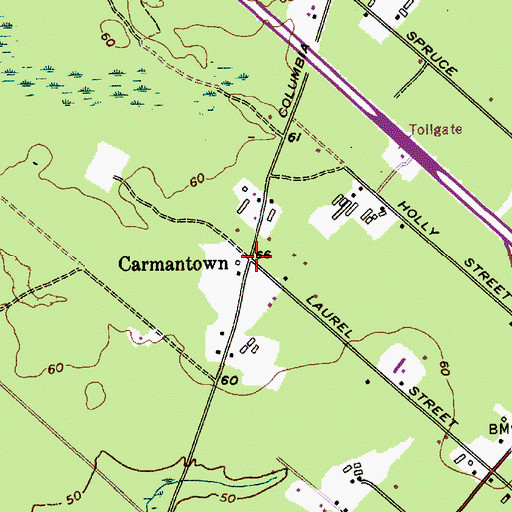 Topographic Map of Carmantown, NJ