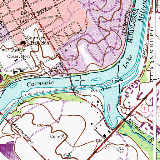 Topographic Map of Carnegie Lake, NJ