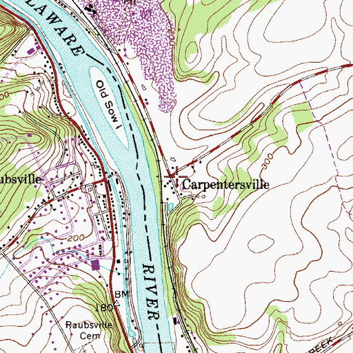 Topographic Map of Carpentersville, NJ