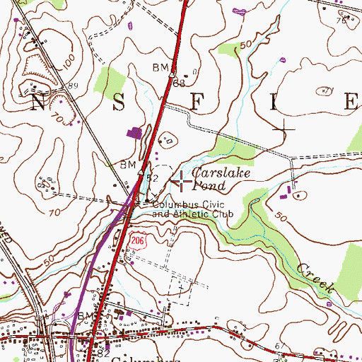 Topographic Map of Carslake Pond, NJ