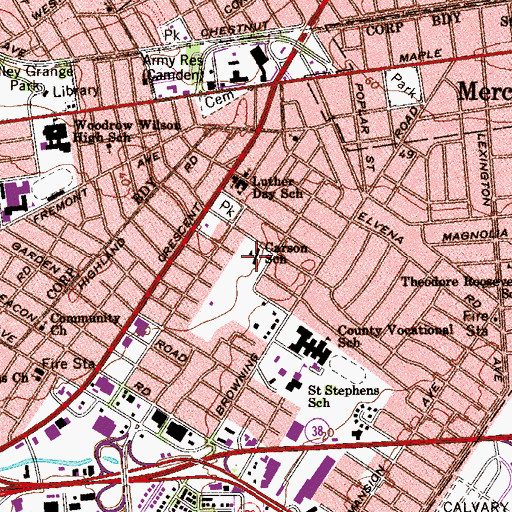 Topographic Map of G H Carson Elementary School, NJ