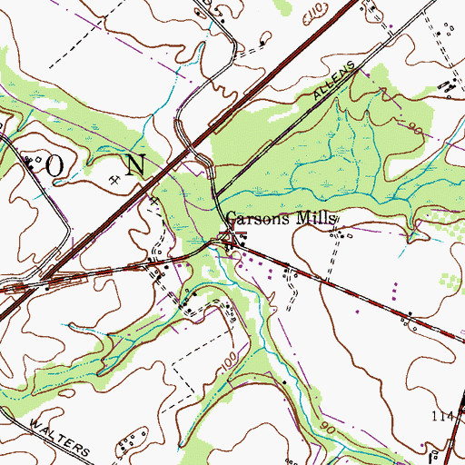 Topographic Map of Carsons Mills, NJ