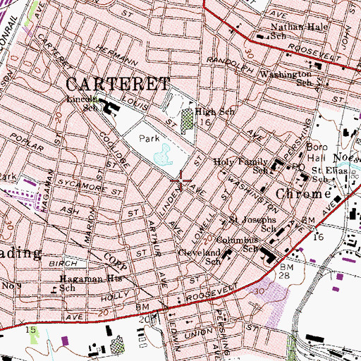 Topographic Map of Carteret, NJ