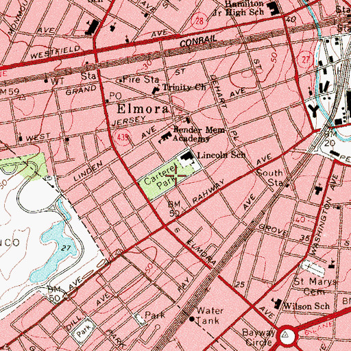 Topographic Map of Carteret Park, NJ
